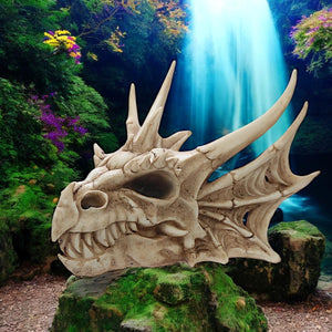 Collectable Dragon Skull Figurine – Gothic Fantasy Resin Sculpture Mystical Statue 22.5cm