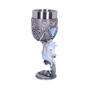Enchanted Hearts Unicorn Goblets (Set of 2) - Twin Heart Shaped Mystical Cups 18.5cm