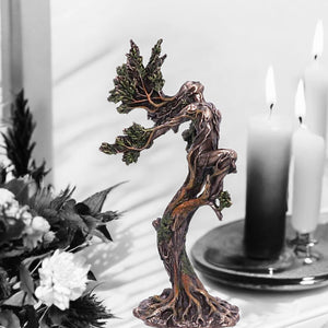 Bronze Forest Nymph Elemental Figurine 25cm | Mythological Resin Statue