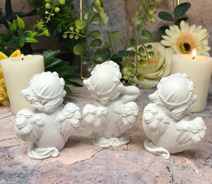 Set of Three Wise Cherubs Ornament Statue Sculpture Mothers Nana Grandma Cherubs Gifts Present