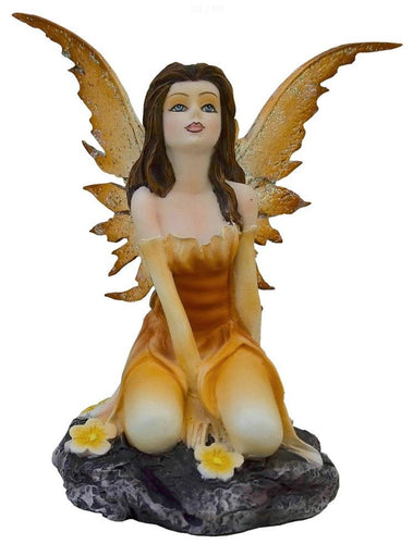 Enchanting Sunscent Handcrafted Yellow Flower Fairy Figurine Mythical Statue-OsirisTradingUK