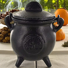 Load image into Gallery viewer, Cast Iron Tree of Life Cauldron Wiccan Altar Tool Pagan Witchcraft Ritual Burner
