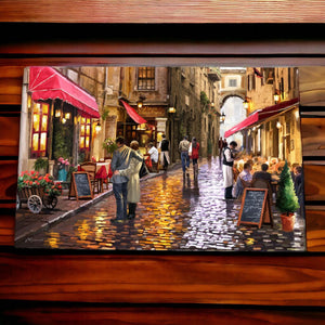 Macneil Studios CAFE STREET Ceramic Wall Art Tile Cityscape Painting Decor