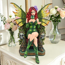 Load image into Gallery viewer, Gothic Emerald Fairy Statue Figurine Green Fantasy Throne Sculpture 46cm
