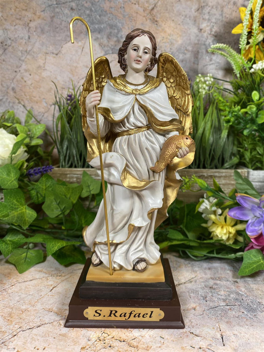 Archangel Raphael Resin Statue, Healing Angel Figurine, Patron Saint Sculpture, Spiritual Guardian Decor, Christian Art