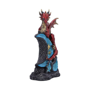 Crescent Moon Dragon Statue Fantasy Figurine Gothic Mythical Creature Art Decor