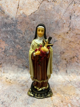 Load image into Gallery viewer, Saint Theresa Statue with Roses - 12.5cm Handcrafted Resin Religious Figurine, Spiritual Christian Decor, Inspirational Saint Figure
