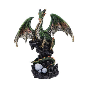 Fantasy Dragon Sculpture Guardian of Eggs Figurine Gothic Metallic Accents decor
