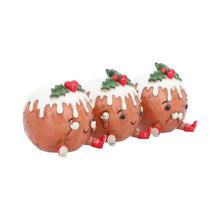 Laden Sie das Bild in den Galerie-Viewer, Christmas Pudding Figurine Set 3 See Hear Speak No Evil Cute Festive Shelf Decor
