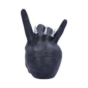 Gothic Skull Horns Ornament | Rock Band Hand Gesture Statue | 17.5cm Hand-Painted Resin Collectible