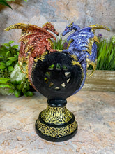 Load image into Gallery viewer, Dual Dragons on Pentagram Stand | Mystical Blue &amp; Red Guardians | Celtic-Inspired Decor | Gem-Embellished Talisman-OsirisTradingUK
