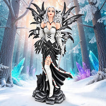 Load image into Gallery viewer, Gothic Winter Fairy Figurine Owl Black Cat Lantern Fantasy Statue Resin 31cm
