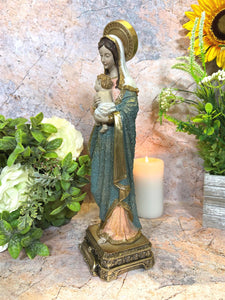 Religious Resin Statue of Virgin Mary with Infant Jesus - Mother's Love - 30 x 9.5 cm - Spiritual Decor, Symbol of Faith-OsirisTradingUK