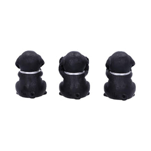 Black Labrador Puppies Three Wise Dog Figurines Pet Decor See No Evil ornament