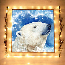 Load image into Gallery viewer, &quot;WINTERS POLAR BEAR Ceramic Art Tile 20x20cm by S. Jones – Wall Décor, Polar Wildlife, Nature Art, Home Decor Gift, Ready to Hang&quot;
