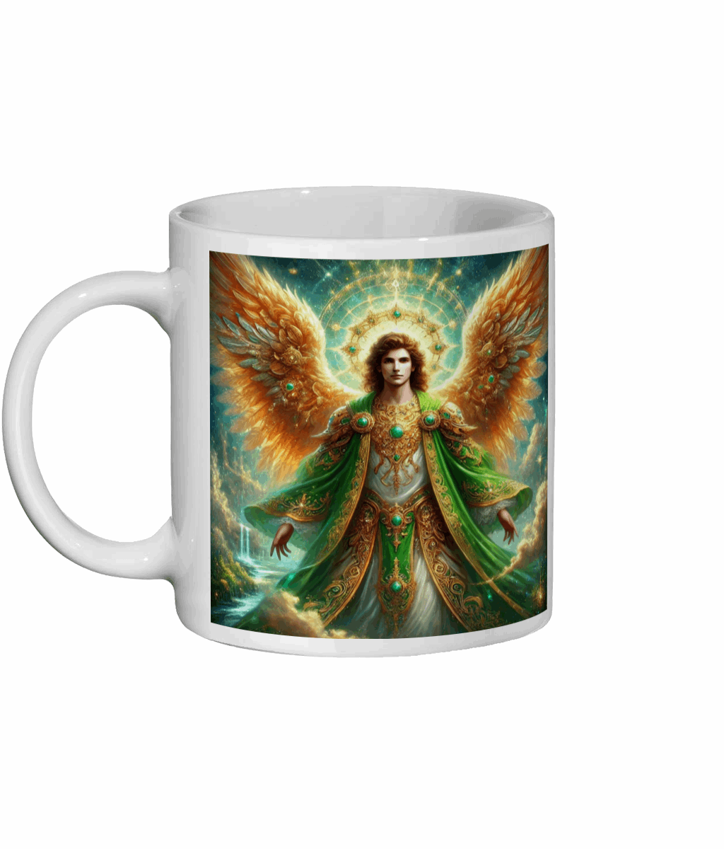 Archangel Raphael 11 oz Ceramic Mug - Divine Healing Angel Artwork Coffee Cup, Spiritual Gift, Angelic Art Mug, Heavenly Blessings, Inspirational Mug