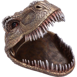 T-Rex Skull Trinket Dish Metallic Dinosaur Head Bowl Jurassic Fossil Decor Gift