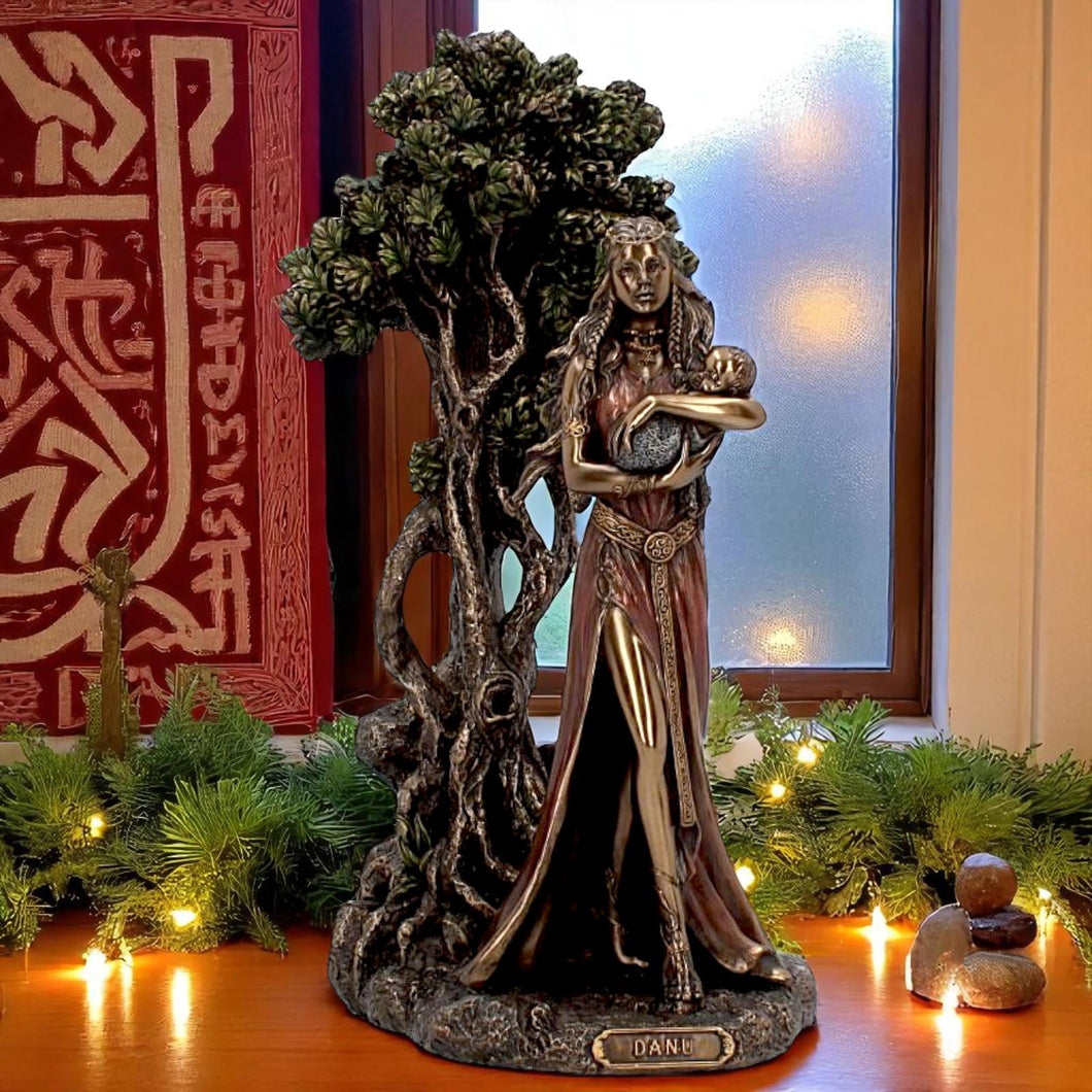 Gaelic Danu Pagan Deity Statue Earth Mother Figurine Celtic Tree Goddess Gaia