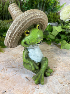 Hilarious Fiesta Frog Garden Ornament Handmade Resin Lawn Decoration-OsirisTradingUK