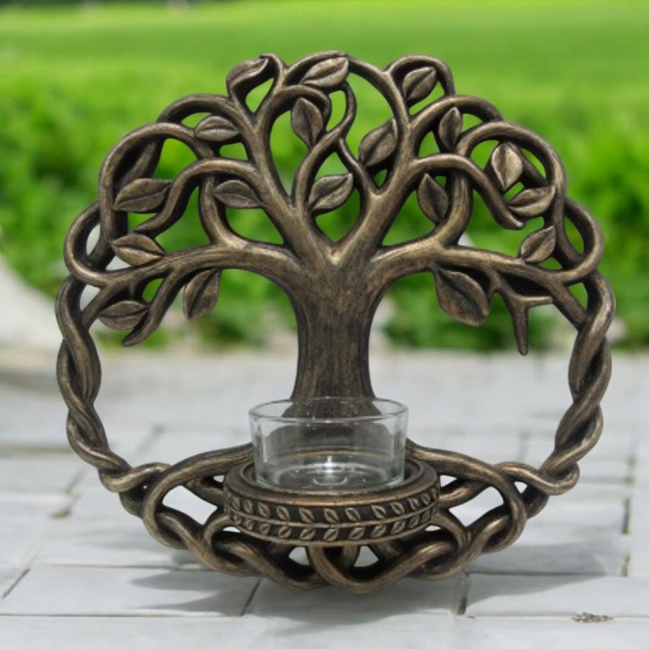 Tree of Life Candle Holder | 19 cm Resin Pagan Decor for Spiritual Spaces