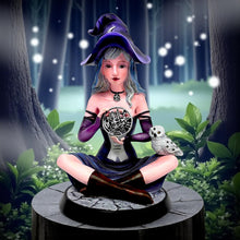 Load image into Gallery viewer, Fantasy Witch Holding Pentagram Figurine Wiccan Ornament  Statue with Owl
