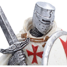 Laden Sie das Bild in den Galerie-Viewer, White Templar Knight Statue Figurine Ornament Medieval Crusader Sword Shield
