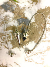 Load image into Gallery viewer, Set of Silver Pendulums  with Natural Crystal Accent - Healing Divination , Spiritual Dowsing Pendulum
