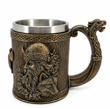 Charger l'image dans la galerie, Norse Viking Tankard Warrior Wolf Celtic Dragon Handle Beer Mug Medieval Decor
