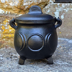 Cast Iron Cauldron Triple Moon Goddess Wiccan Supplies Pagan Gift Altar