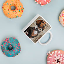 Load image into Gallery viewer, Elegant Dachshund in Tuxedo Mug | Adorable 11oz Coffee Cup | Perfect Gift for Dog Lovers | Classy Daschund Mug
