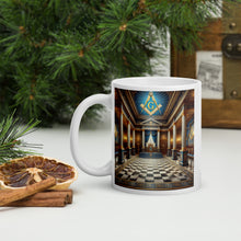 Load image into Gallery viewer, Freemason Lodge 11oz Mug | Masonic Symbolism Coffee Cup | Elegant Freemason Gift | Blue Lodge Mug for Mason Enthusiasts
