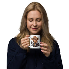 Load image into Gallery viewer, Highland Cow Singer Mug – 11oz Fun Animal-Themed Coffee Cup with Rock Star Style
