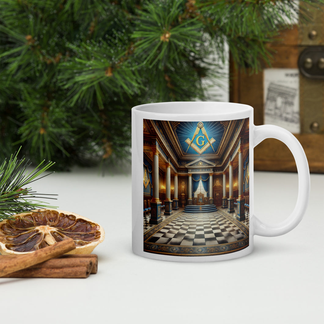 Freemason Lodge 11oz Mug | Masonic Symbolism Coffee Cup | Elegant Freemason Gift | Blue Lodge Mug for Mason Enthusiasts