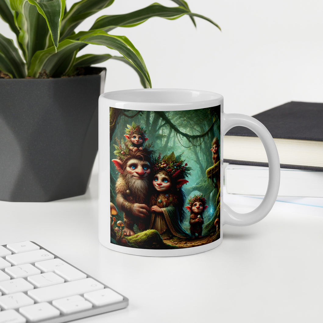 Enchanting Troll Family Mug - Scandinavian Fantasy Art, 11 oz Coffee Tea Mug, Whimsical Nordic Decor, Unique Gift for Troll Lovers