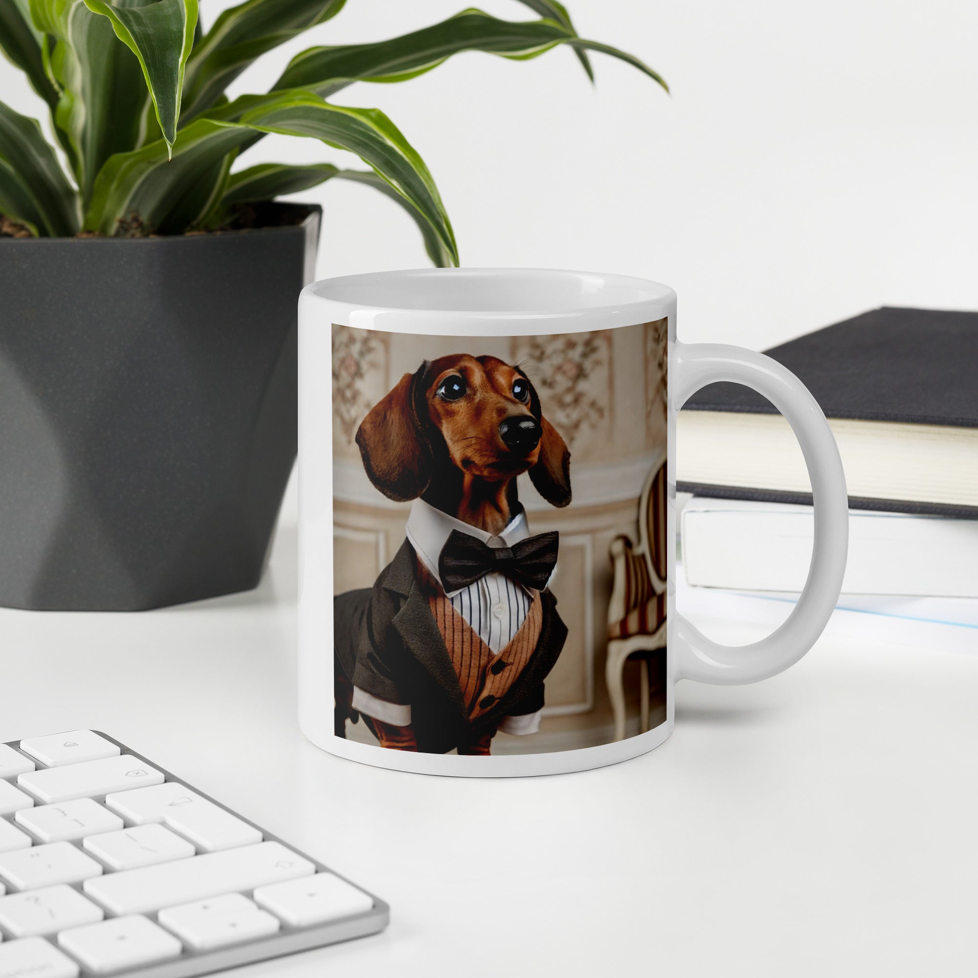 Funny Dachshund in Tux Mug Comical Animal Cup – OsirisTradingUK