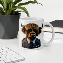 Load image into Gallery viewer, Highland Cow Plane Pilot Mug – 11oz Funny Aviation Gift, Quirky Animal-Themed Coffee Cup
