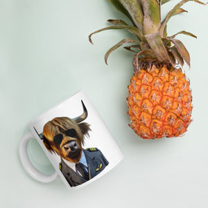 Highland Cow Plane Pilot Mug – 11oz Funny Aviation Gift, Quirky Animal-Themed Coffee Cup