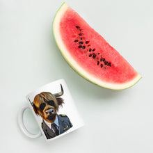 Load image into Gallery viewer, Highland Cow Plane Pilot Mug – 11oz Funny Aviation Gift, Quirky Animal-Themed Coffee Cup
