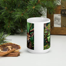 Load image into Gallery viewer, Enchanted Forest Guardian Mug - Green Spirit and Stag Companion - Available in Two Sizes
