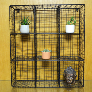 Square Shaped Metal Wire Unit Wall Decoration Shelf Kitchen or Lounge-OsirisTradingUK