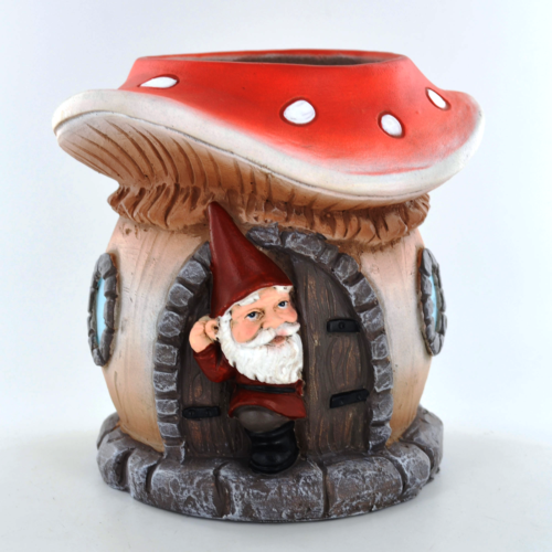 Gnome Plant Pot Toadstool House Garden Ornament Lawn Decor Patio Decoration-OsirisTradingUK