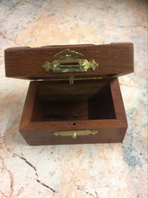 Load image into Gallery viewer, Small Wiccan Style Wooden Box with Pentagram Pagan Decor Secret Stash Ornament
