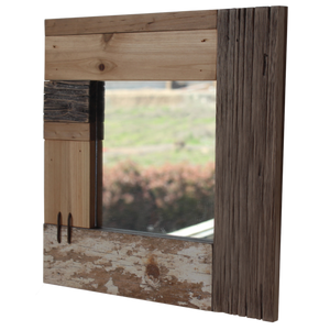 Reclaimed Wood Nautical Square Mirror Handcrafted Natural Bathroom Living Room-OsirisTradingUK