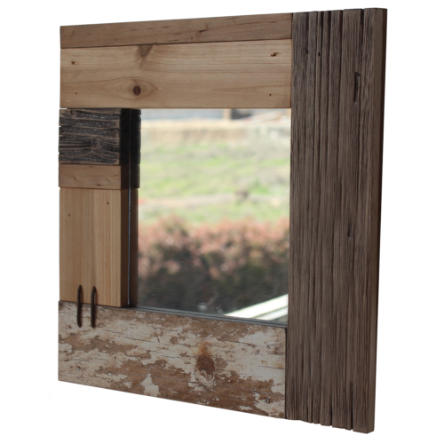 Reclaimed Wood Nautical Square Mirror Handcrafted Natural Bathroom Living Room-OsirisTradingUK