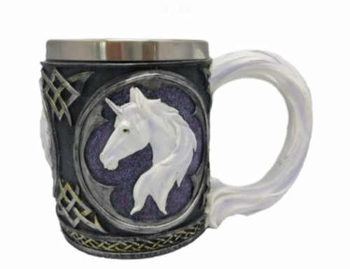 White Unicorn Tankard Gothic Fantasy Wicca Wine Chalice Ornament Decoration-OsirisTradingUK