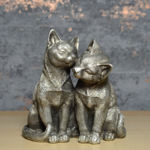 Silver Cats Sculpture Kittens Figurine Ideal Gift for Cat Lovers Ornament