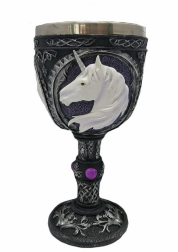 Novelty White Unicorn Goblet Gothic Fantasy Legends Wicca Wine Chalice-OsirisTradingUK