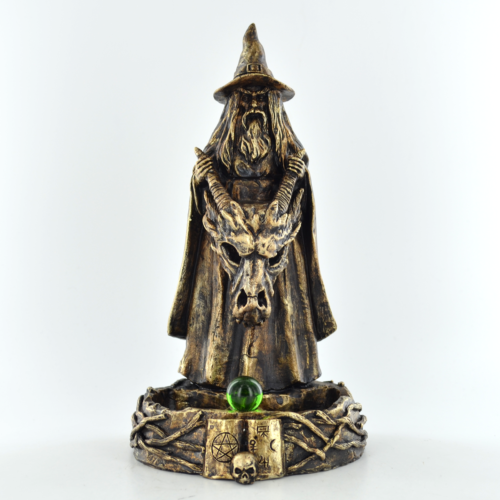 Wizard Dragon Skull Backflow Burner Necromancer Statue Occult Altar Sculpture-OsirisTradingUK