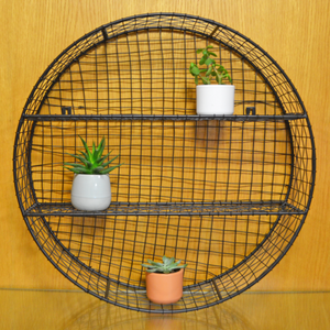 Round Shaped Metal Wire Unit Wall Decoration Shelf Kitchen or Lounge-OsirisTradingUK