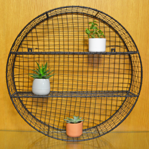Round Shaped Metal Wire Unit Wall Decoration Shelf Kitchen or Lounge-OsirisTradingUK